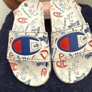 Champion White and Blue Sandals Sporty Comfort